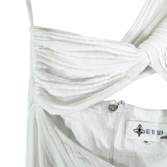Just BEE Queen Harlow Dress White Cutout One Shoulder Maxi Size M - Picture 10 of 16